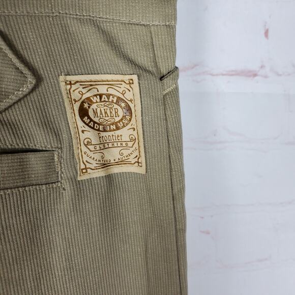 WAH Maker Striped Frontier Pants Mens 30x36 Western Buckle Back Tan Cotton - Picture 4 of 15